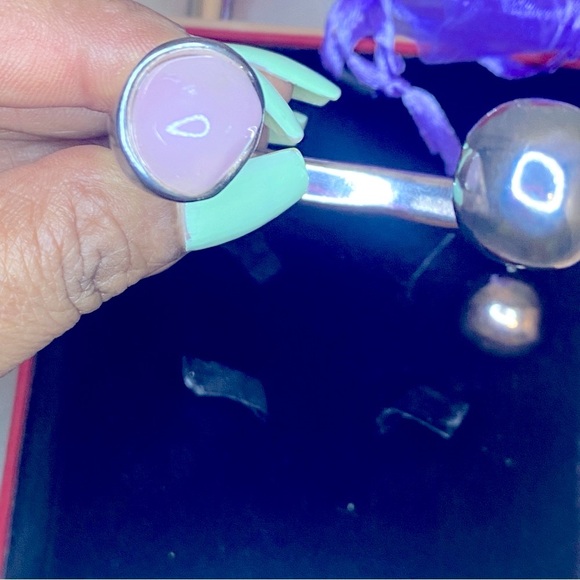 NEW UNO de 50 Silver Tone Zen Think Pink Stone Open Cuff for Breast Cancer - Picture 9 of 16